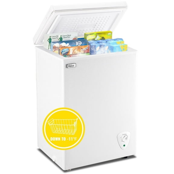 WANAI 3.5 Cu.ft Chest Freezer Small Deep Freeze with 7 Gears Temp Control Office Dorm Kitchen White