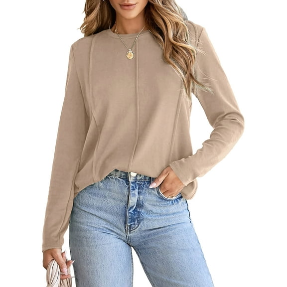 DOKOTOO Women's Lightweight Pleated Sweater Fall Long Sleeve Crewneck Knit Loose Fit Sweaters