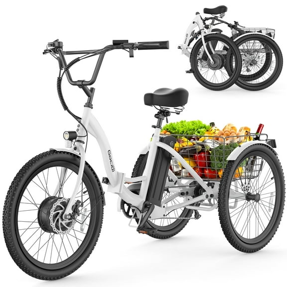 Gocio Electric Tricycle for Adults, Peak 500W Motor Electric Trike 48V 10.4AH UL2849 Battery, Cargo Motorized Tricycle, Shimano 7 Gears 3-Wheel Electric Bike for Adults & Seniors