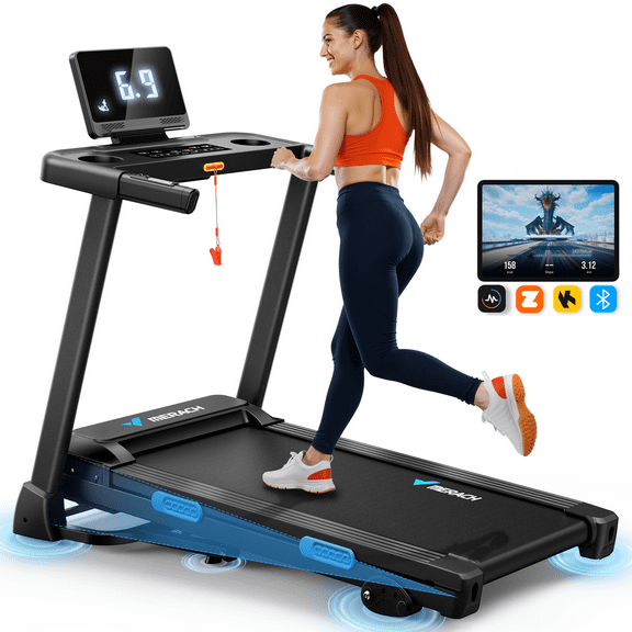 MERACH 2.5HP Folding Treadmill with Incline, Fitness Treadmill for Home with APP, 0.8-7.5MPH, LED Display